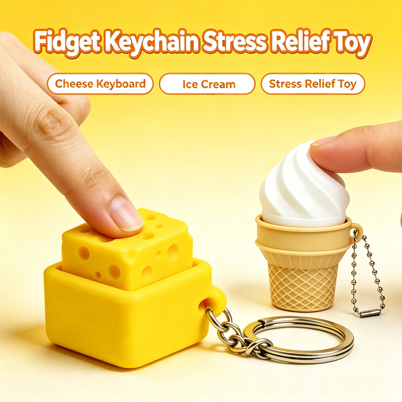 3D Printing Keychain - 3D Printed Fidget Clicker Keychain Mini