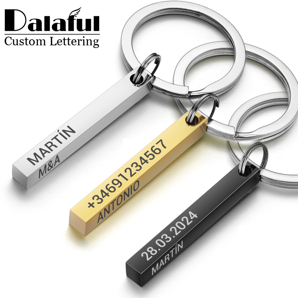 3D Printing Keychain - Stainless Steel Personalized Keychains 3D Bar