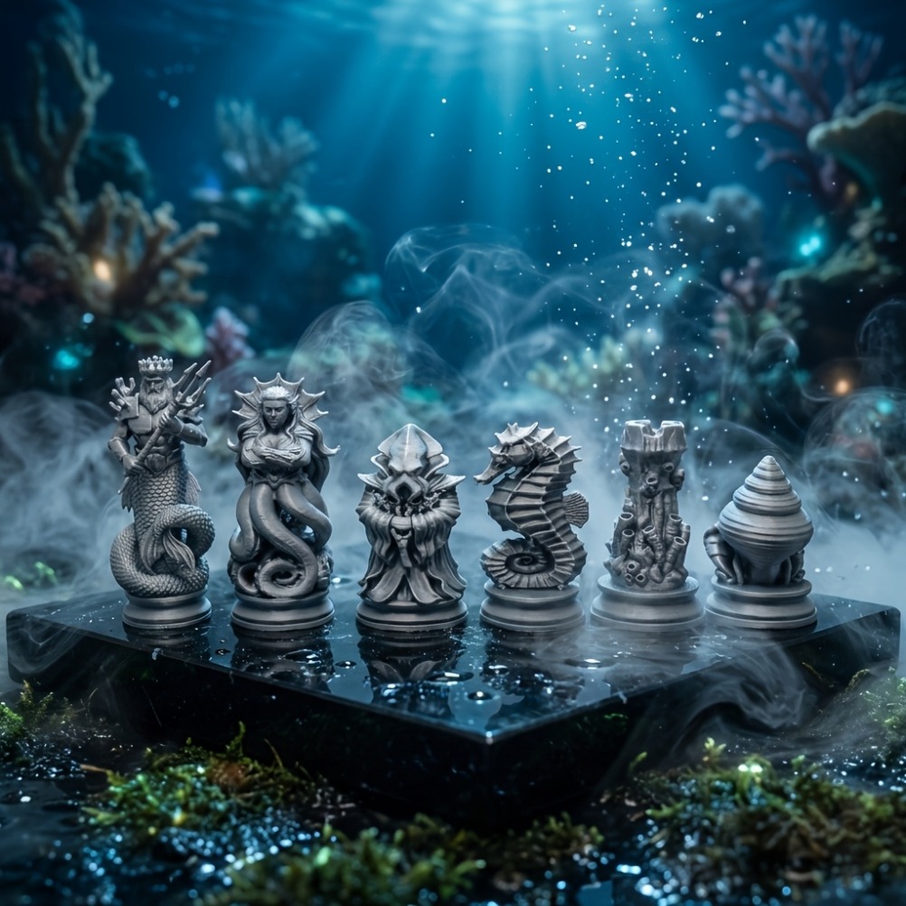 3D Printing Chess - 16PCS Ocean Myth Chess Figurines 3D